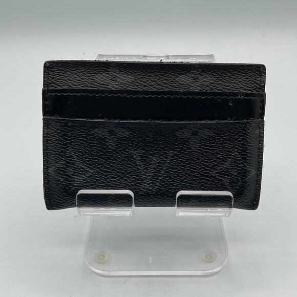 Louis Vuitton Monogram Eclipse Double Card Holder, about 3" x 4.25"- Black - Picture 1 of 7
